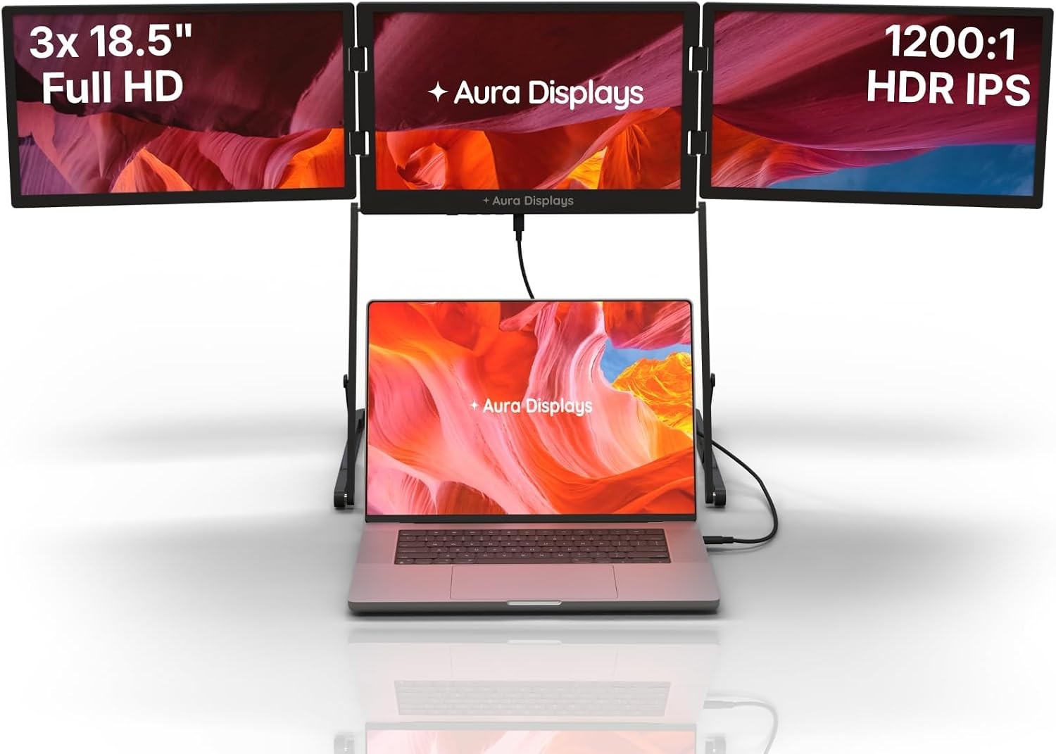 18.5" Triple Aero Pro Max Portable Monitor Extender | FHD 1080P | USB-C & HDMI