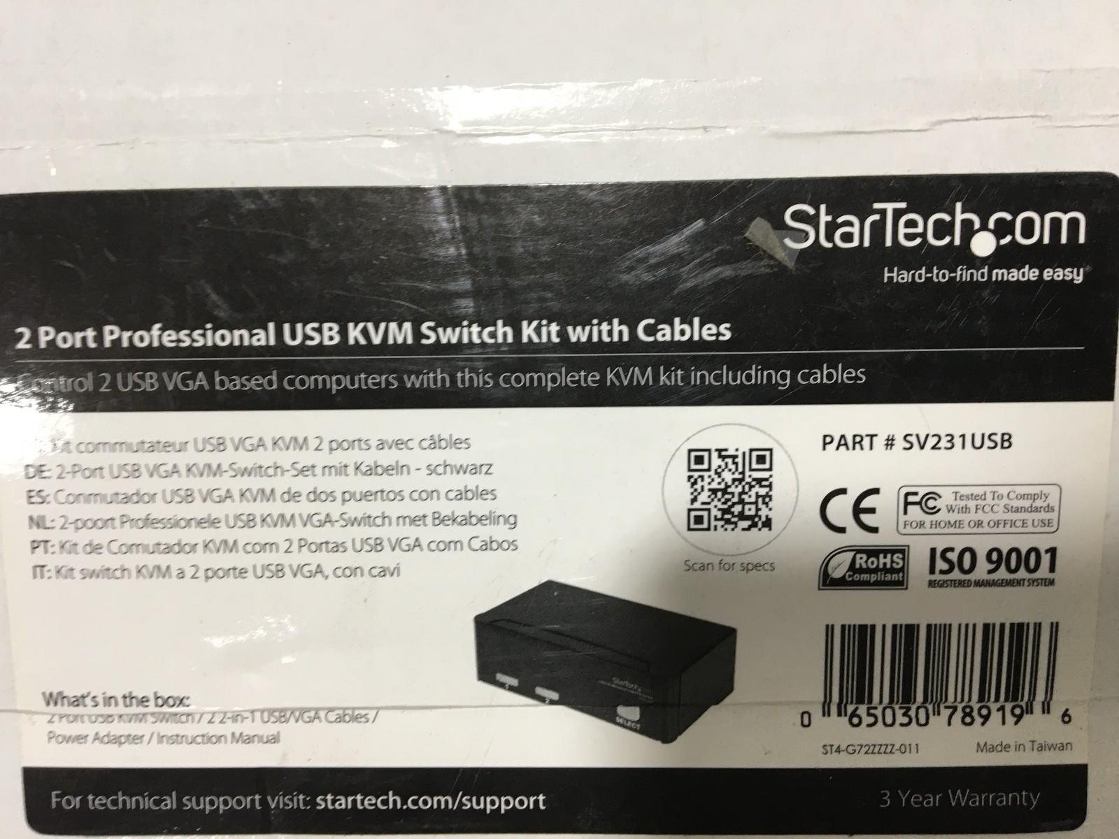 StarTech.com MODEL SV231USB 2-Port Professional USB Switch Kit with cables (NOB)