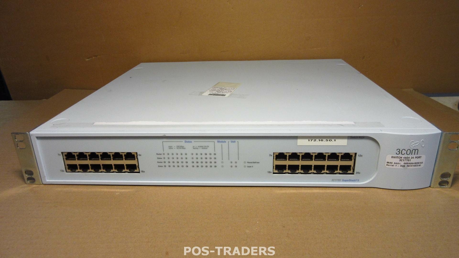 3COM 3C17701 SUPERSTACK 3 GIGABIT SWITCH 4924 24-PORT INCL 1X 3C17710 MODULES