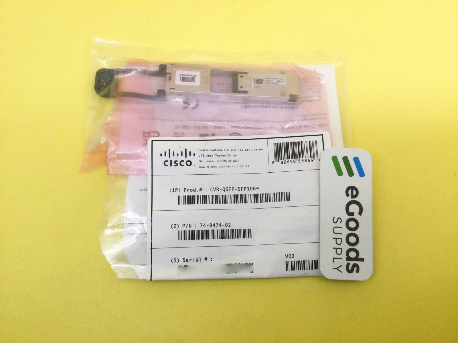 CVR-QSFP-SFP10G Cisco 40G QSFP+ to 10G SFP+ Adapter Modules V02 New
