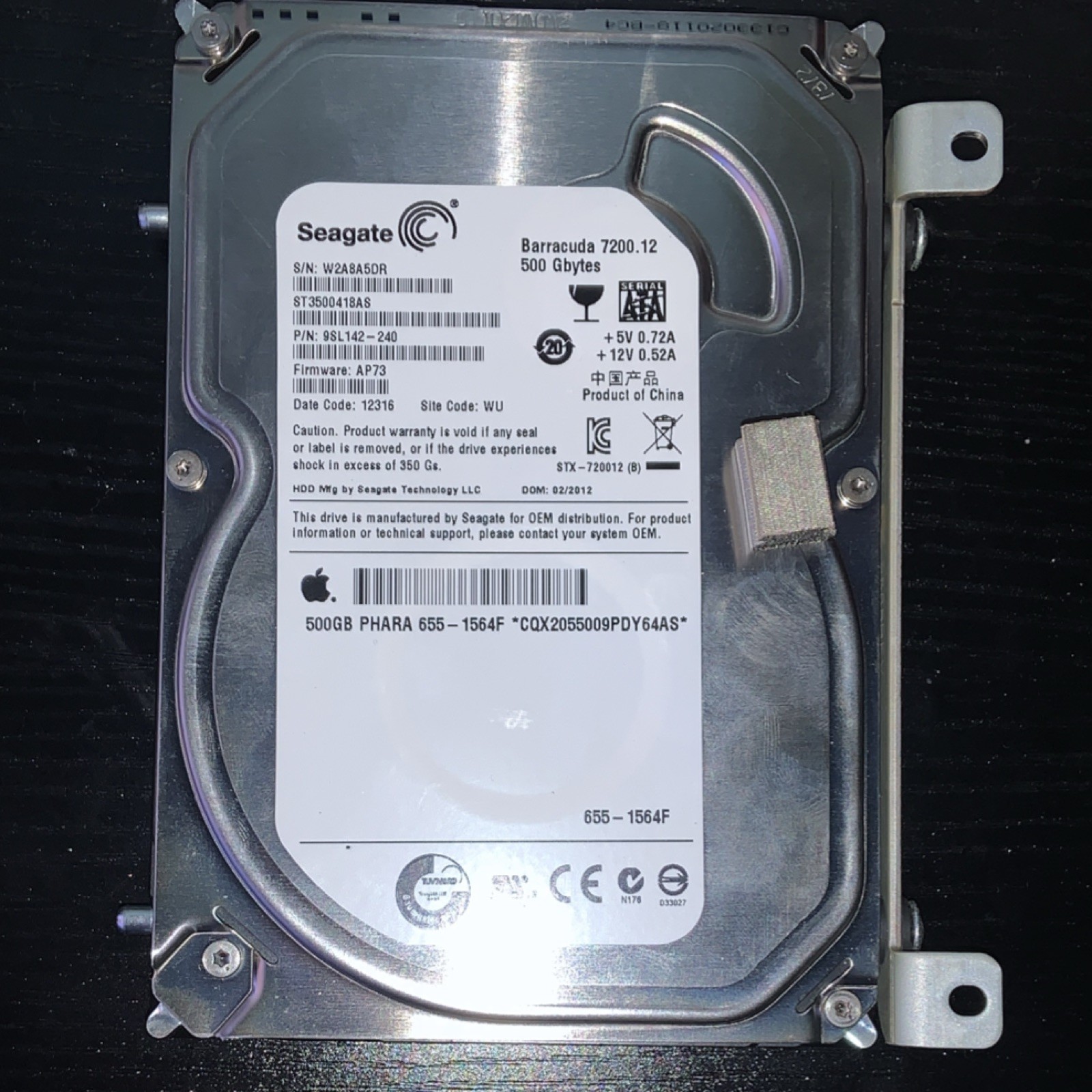 Seagate Barracuda 7200.12 500GB 3.5" SATA 7200RPM Internal HDD ST3500418AS
