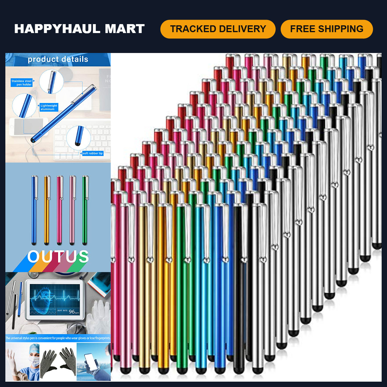 130 Pcs Stylus Pens Set for Touchscreen Devices - Universal Compatibility, Bulk