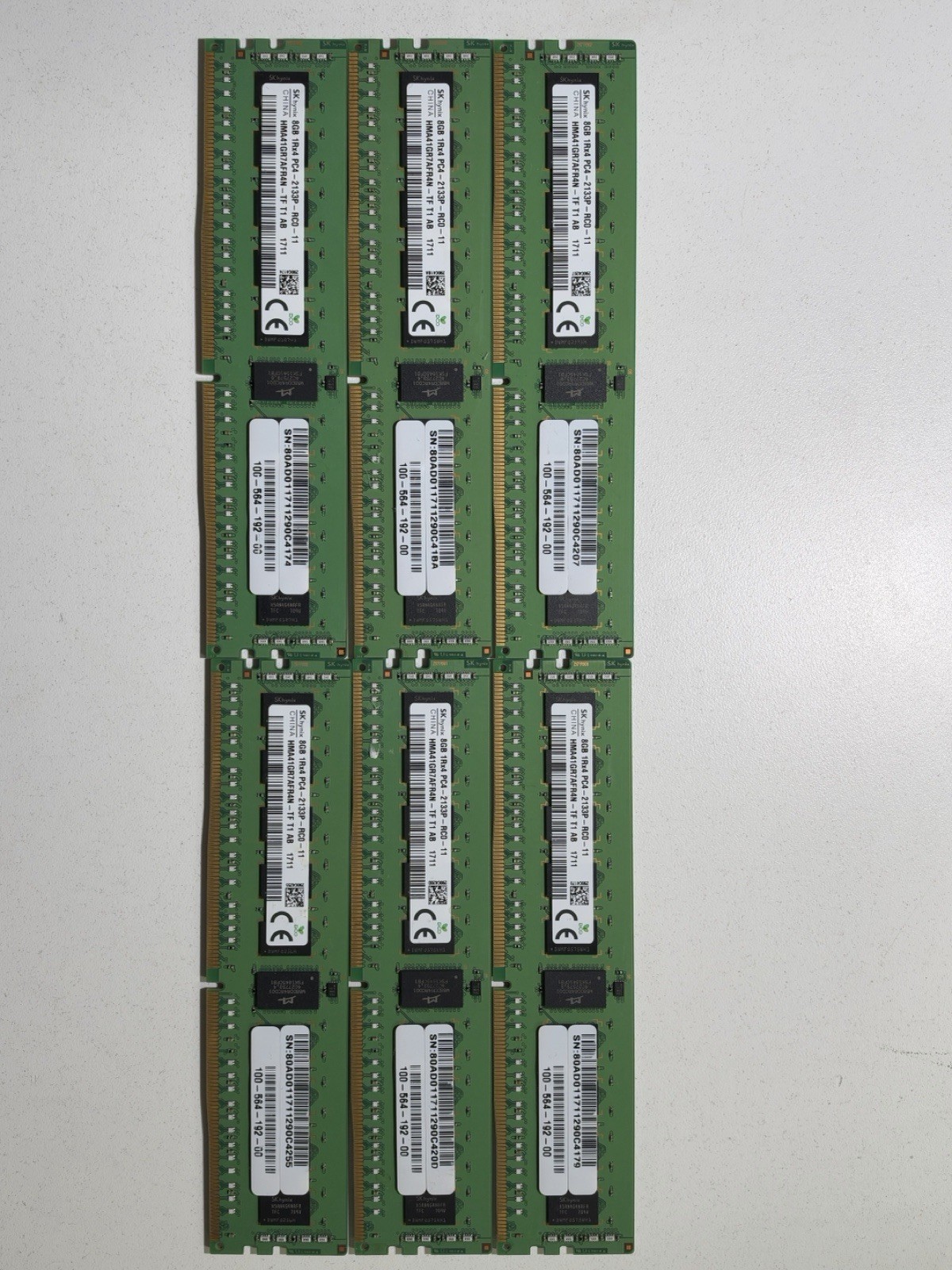x6 SK Hynix 8GB 1Rx4 PC4-2133P DDR4 17000 ECC Memory HMA41GR7AFR4N-TF