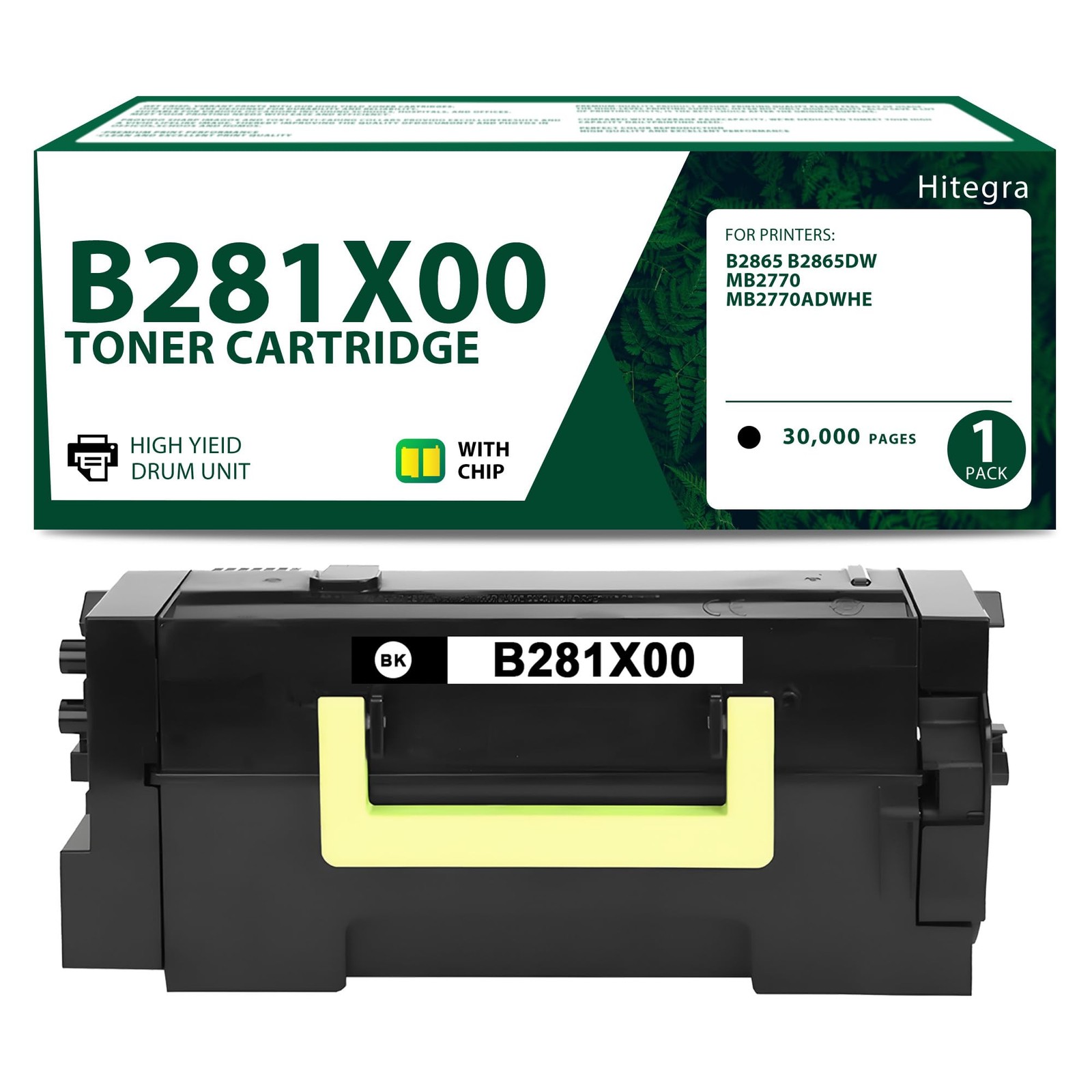 Hitegra Extra High Yield B281X00 Toner Cartridge (New Chip) 1 Pack, Black