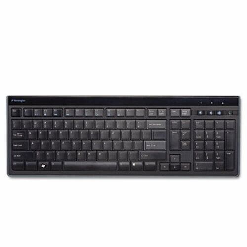Kensington® Slim Type Standard Keyboard, 104 Keys, Black/Silver (KMW72357)