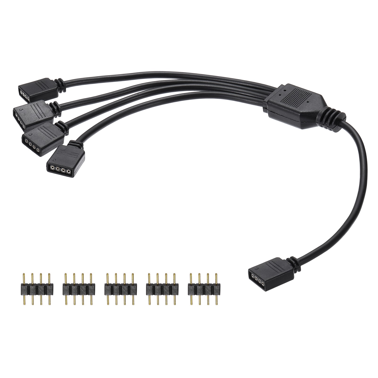 RGB Splitter Cable 12V 12" 4 Pin 1 to 4 Female to Female Black