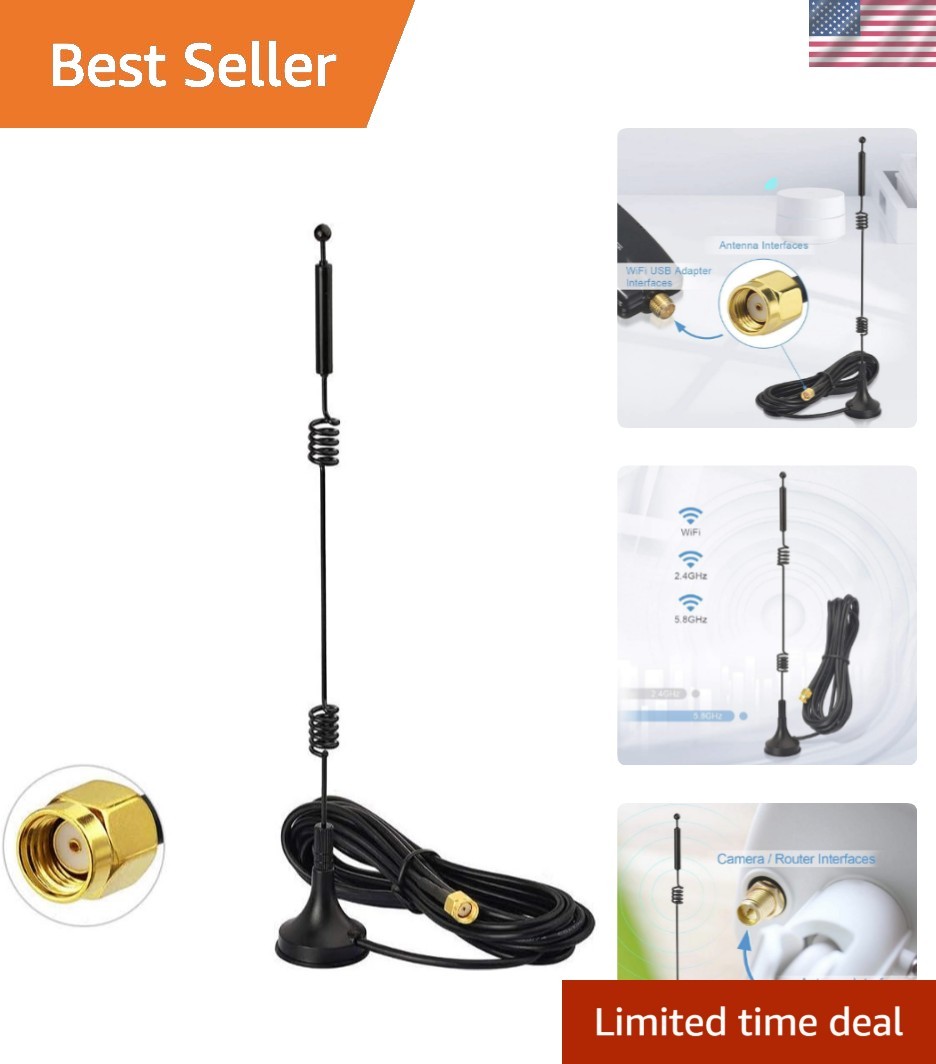 High-Gain 9dBi Omni-Directional RP-SMA WiFi Antenna for Seamless Connection
