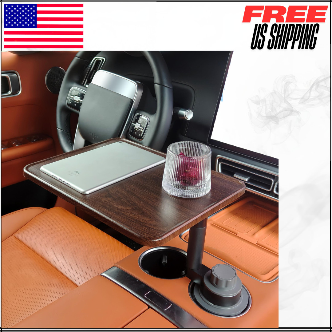 Car Desk For Laptop 360° Rotating Cup Holder Table Wood Tray Steering Wheel 1PC