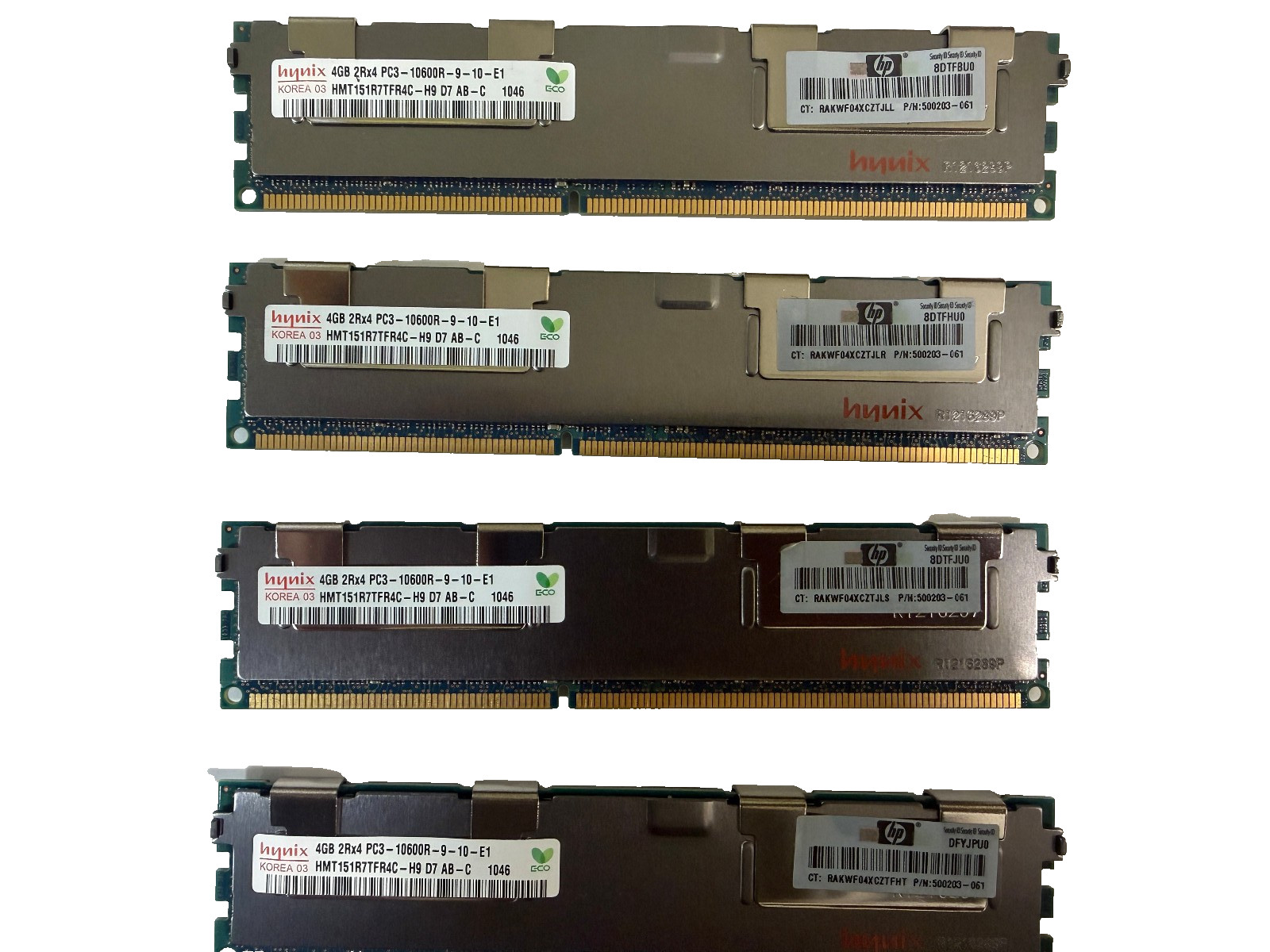 Hynix ECC 16GB Kit 4x4GB 2Rx4 PC3-10600R-9-10-E1 Server RAM HMT151R7TFR4C-H9