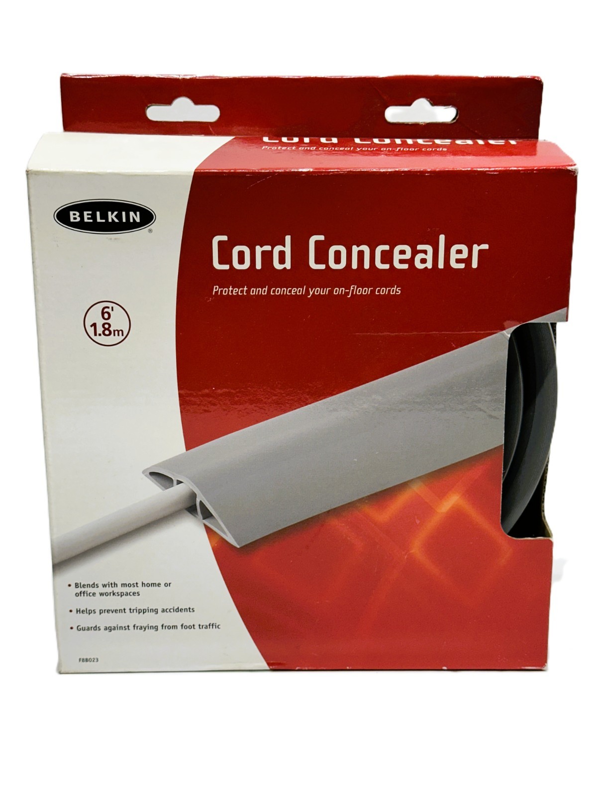 Belkin Cord Concealer Floor Cord & Cable Cover 6 ' Gray with tape