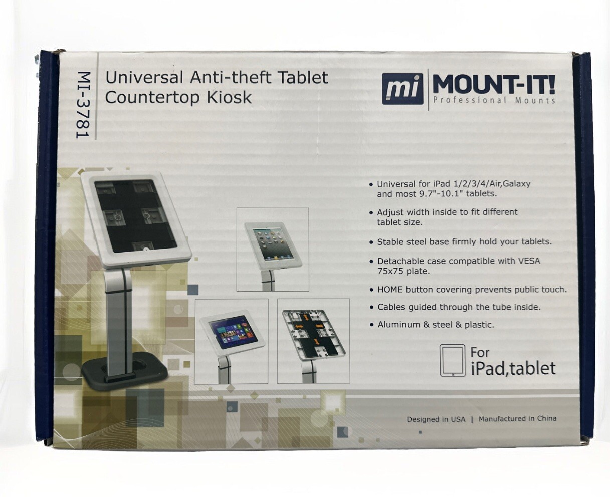 Mount-it MI-3781 Anti-Theft Tablet Kiosk with Countertop and Wall Mount Base