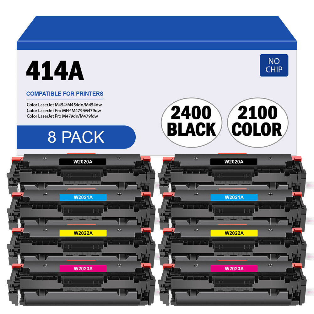 8 Pack W2020A Compatible with HP 414A Toner MFP M479fdw M454dw M454dn [No Chip]