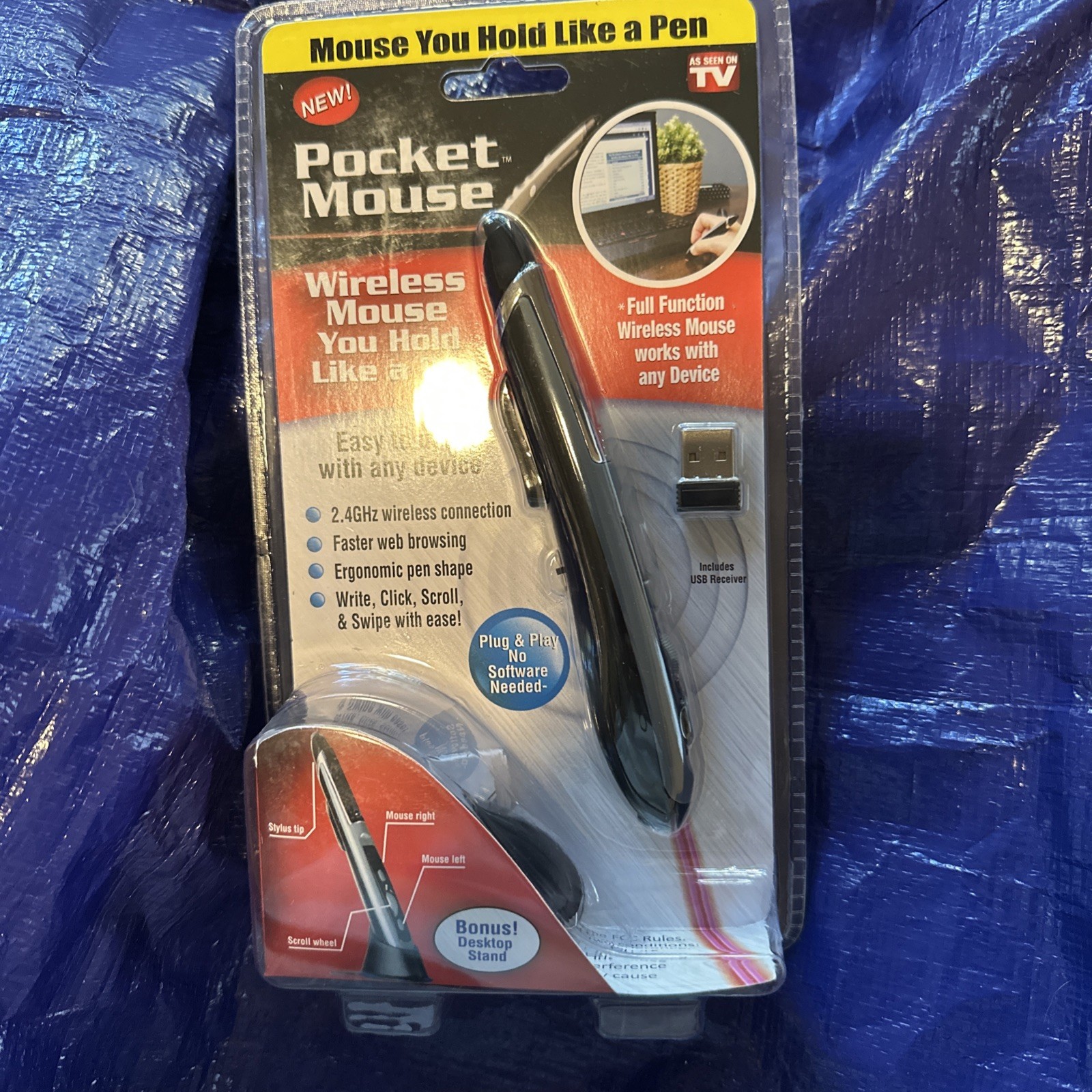 NEW POCKET MOUSE PEN AS SEEN ON TV GENUINE USB WIRELESS OPTICAL 2-IN-1 DIGITAL