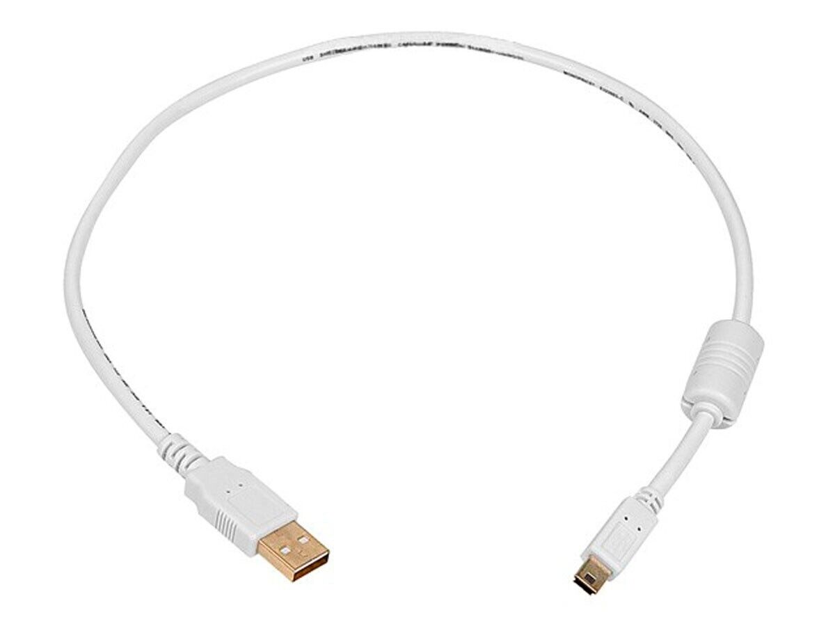 1.5ft USB 2.0 A Male to Mini-B 5pin Male  Cable w/ Ferrite Core White 8632