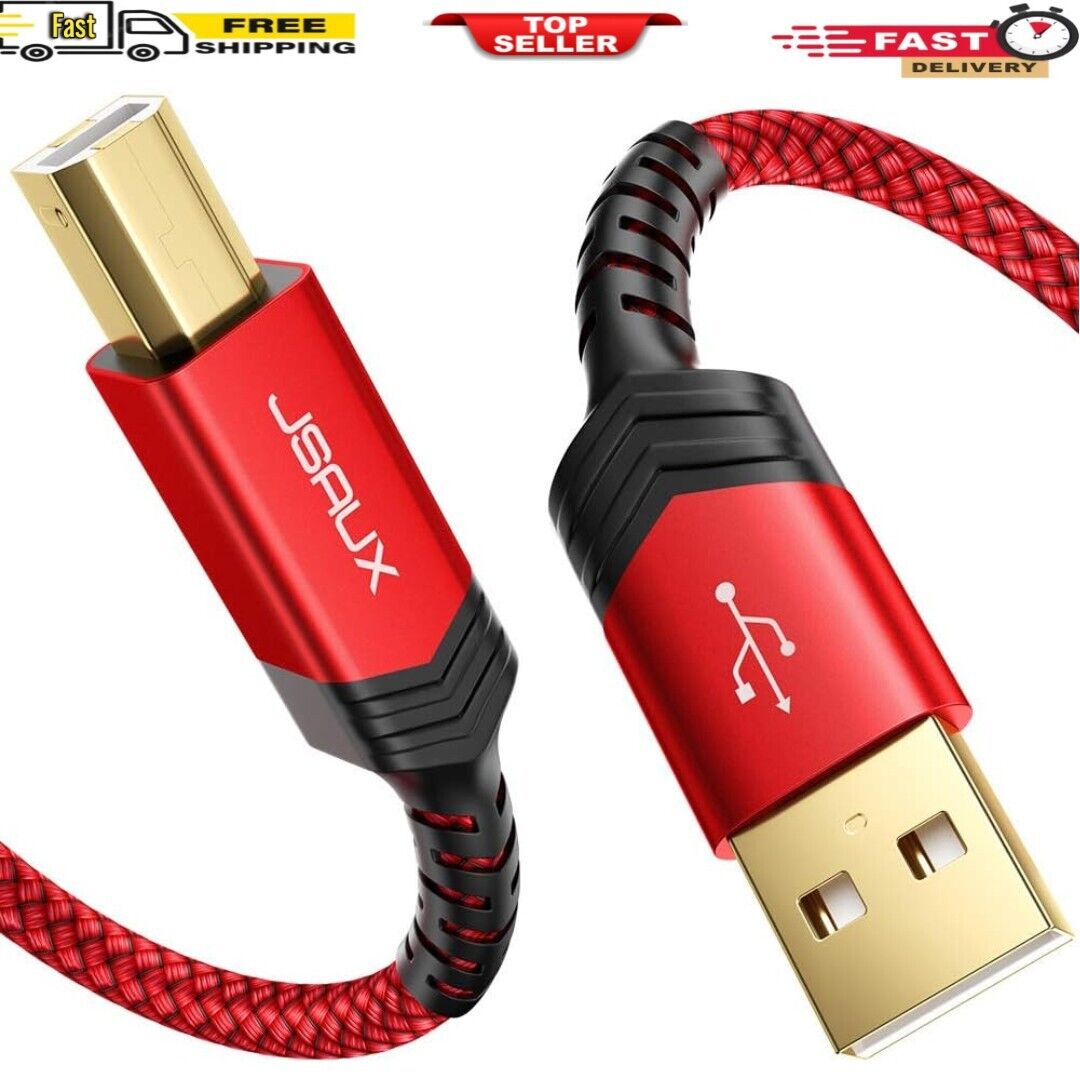 JSAUX 15FT USB Printer Cable 2.0 Type A Male to B Male