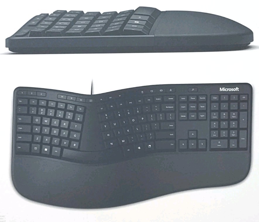 Microsoft Ergonomic Keyboard LXM-00001 Model 1878 (Wired, USB 2.0, Black)