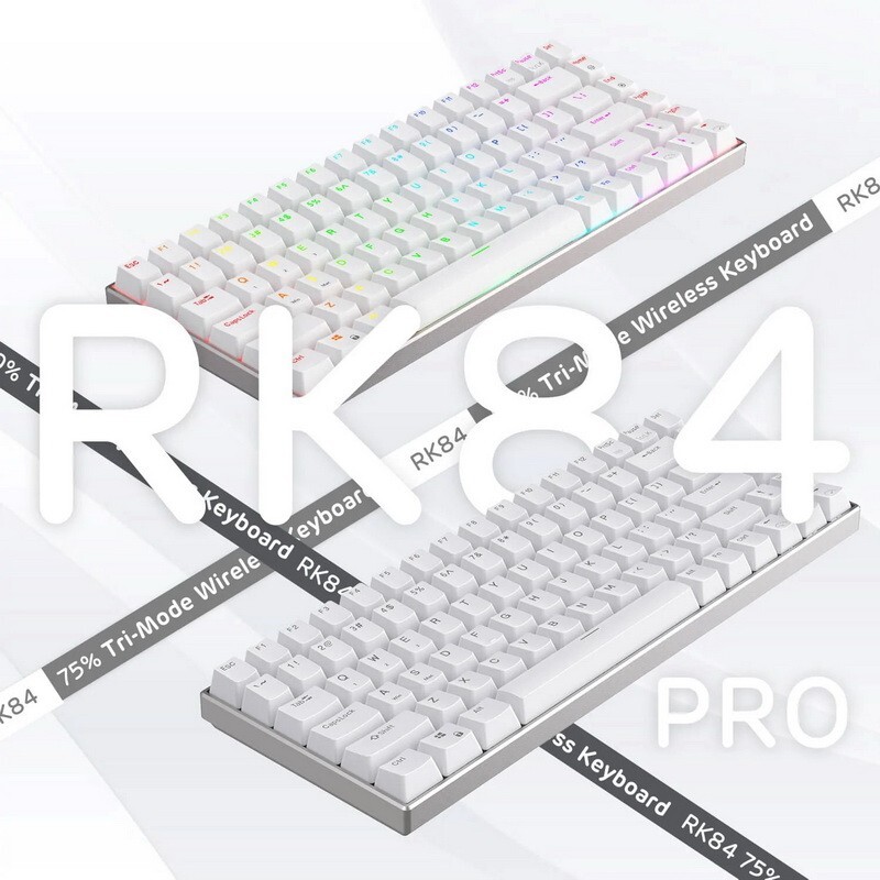 RK84 Pro 75% Wireless RGB Mechanical Keyboard - Blue Switches - USB33_WB