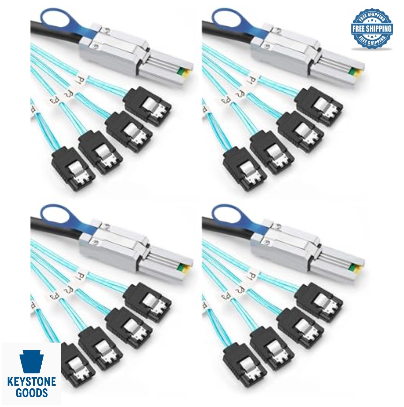 Mini SAS 26Pin SFF-8088 Male to 4 SATA 7Pin Female Cable 2M 6.6FT 3Gbps Host to