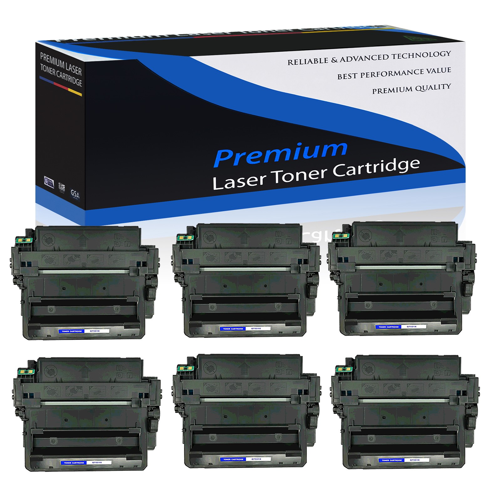 6PK Q7551X 51X Toner Cartridge for HP LaserJet P3005X P3005d P3005dn P3005n