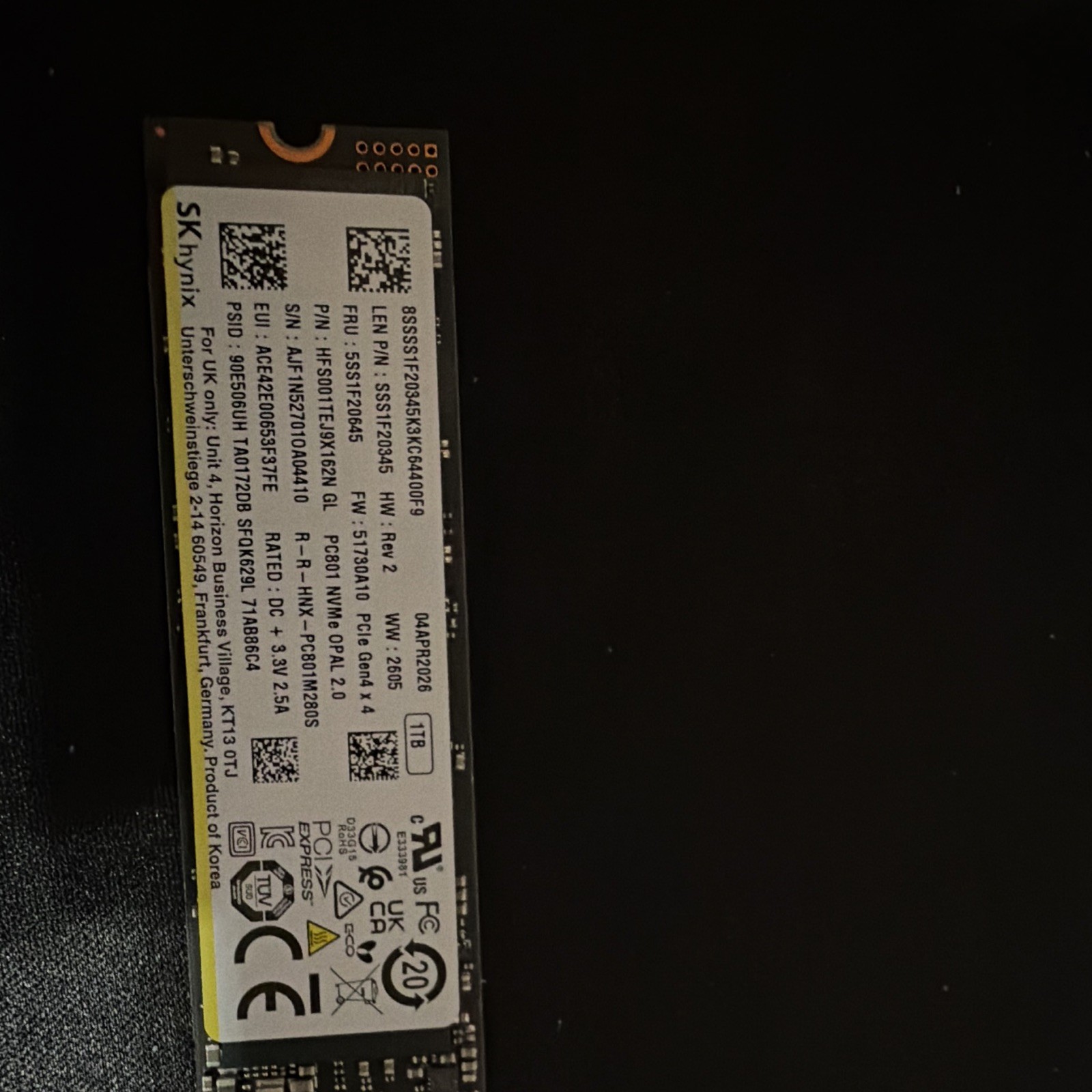 SKhinix 1TB Internal SSD M.2 Solid State Drive PCIe Gen4 NVMe M.2 Internal Solid