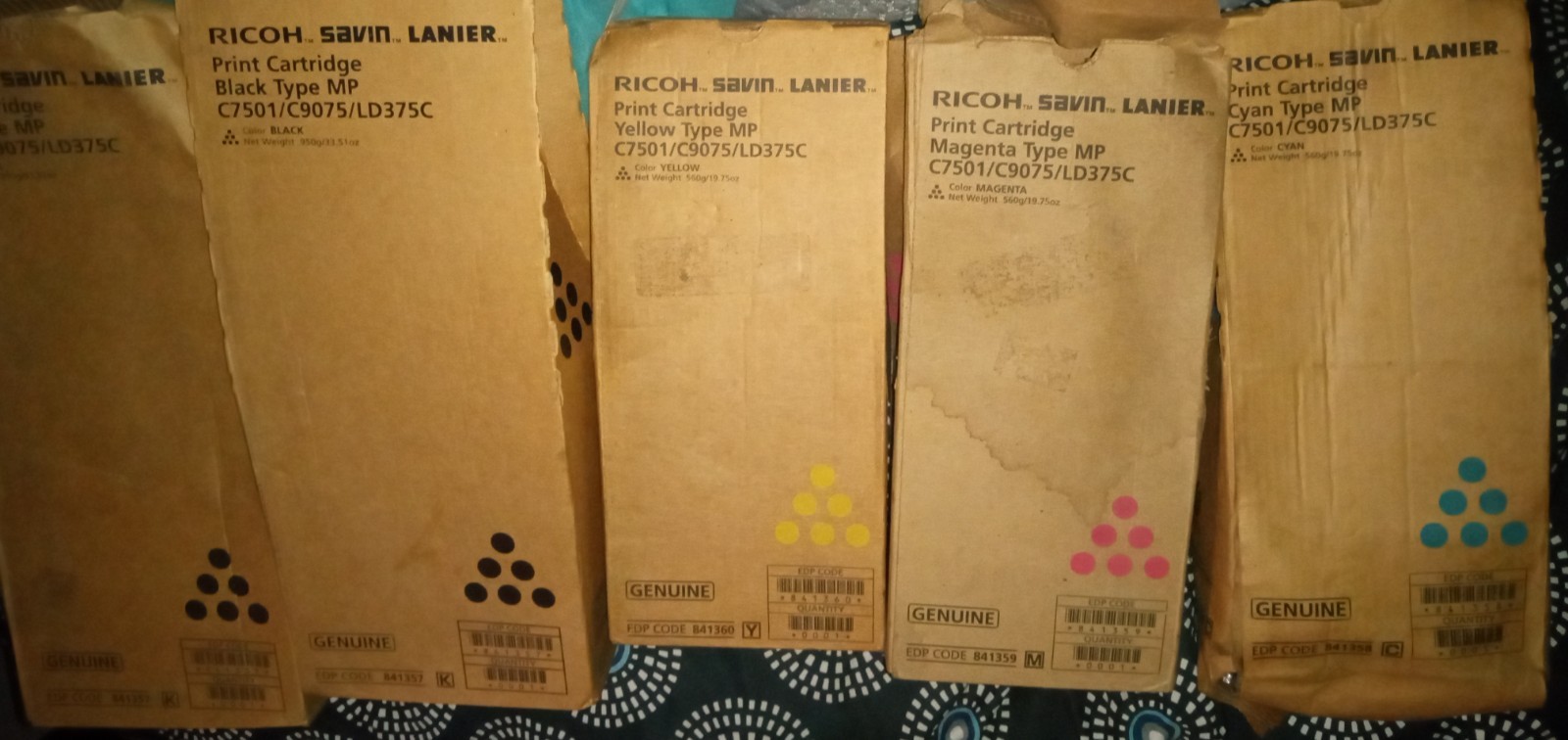 LOT-5 Ricoh Savin Toner Cartridge Set C/M/Y/K  841357x2,841358,841360,841359 new