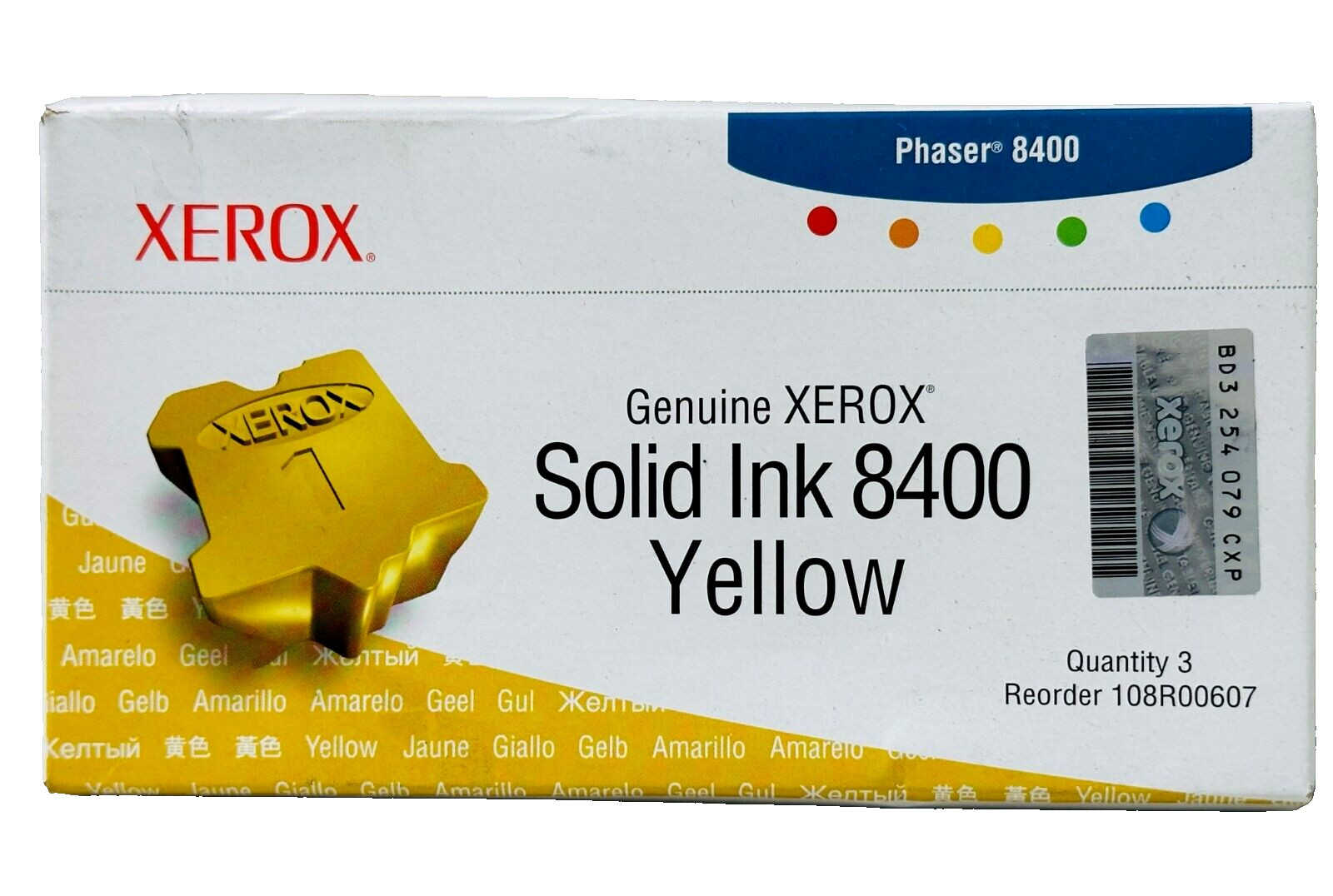 New Genuine Xerox 8400 Yellow Solid Ink Cartridges In Box