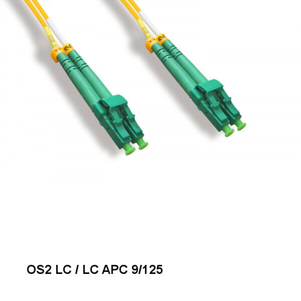 Kentek 6'/2m LC/LC APC OS2 9 /125 Duplex Single-Mode Fiber Optic Cable OFNR