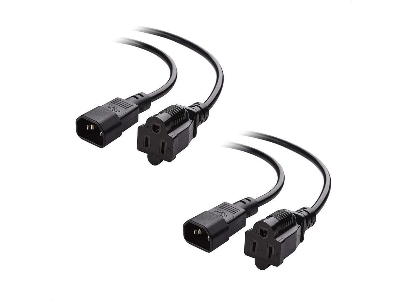 Cable Matters 2-Pack Computer Equipment to PDU Power Cord, Power Cable 1 Foot 