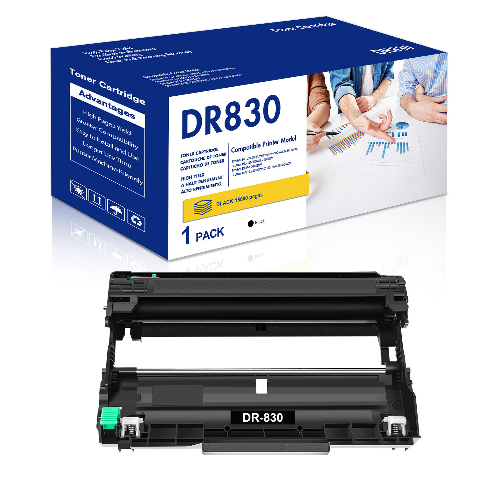 1 PK DR830 Drum Unit Compatible with Brother TN830 HL-L2400D L2460DW MFC-L2760DW