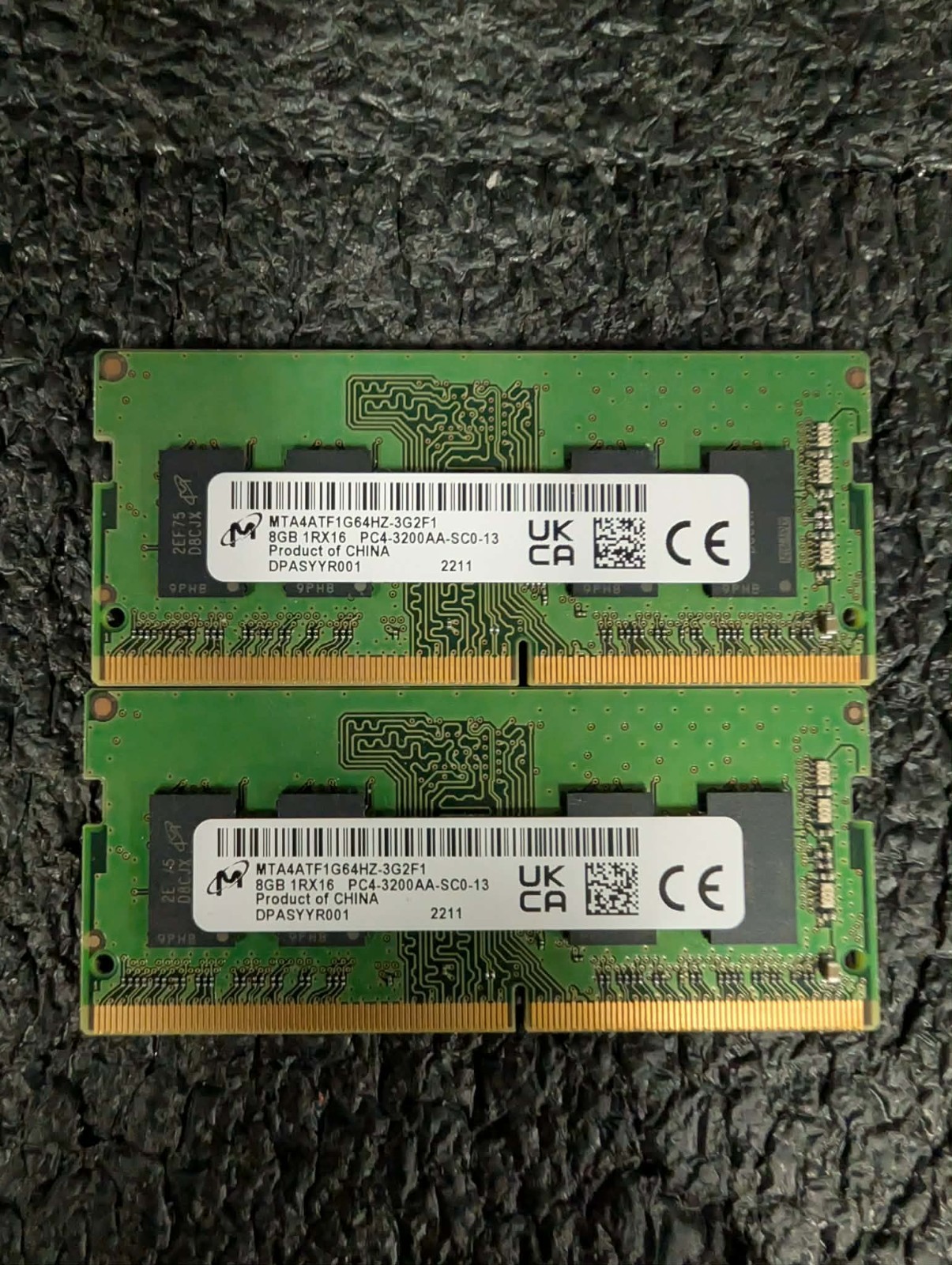 Lot 2 Micron 8GB 1Rx16 PC4-25600 DDR4-3200AA Non-ECC SO-DIMM Laptop Memory