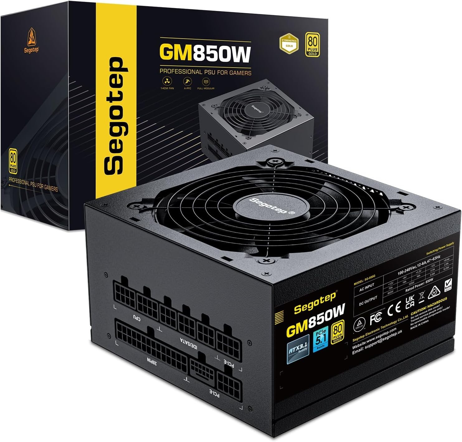 GM850 Power Supply 850W, PCIe 5.1 & ATX 3.1 Full Modular 80 Plus Gold Certifi...
