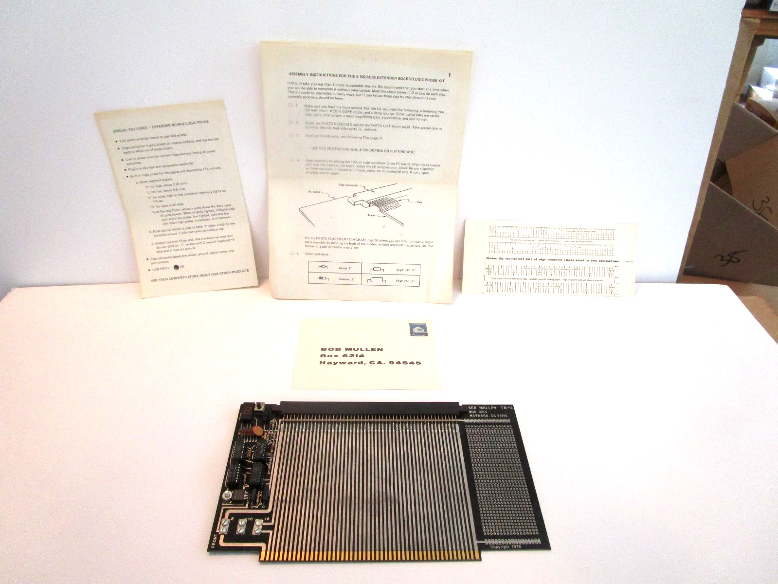 Vintage (1978) Bob Mullen TB-2 Extender Board Card w/original paperwork