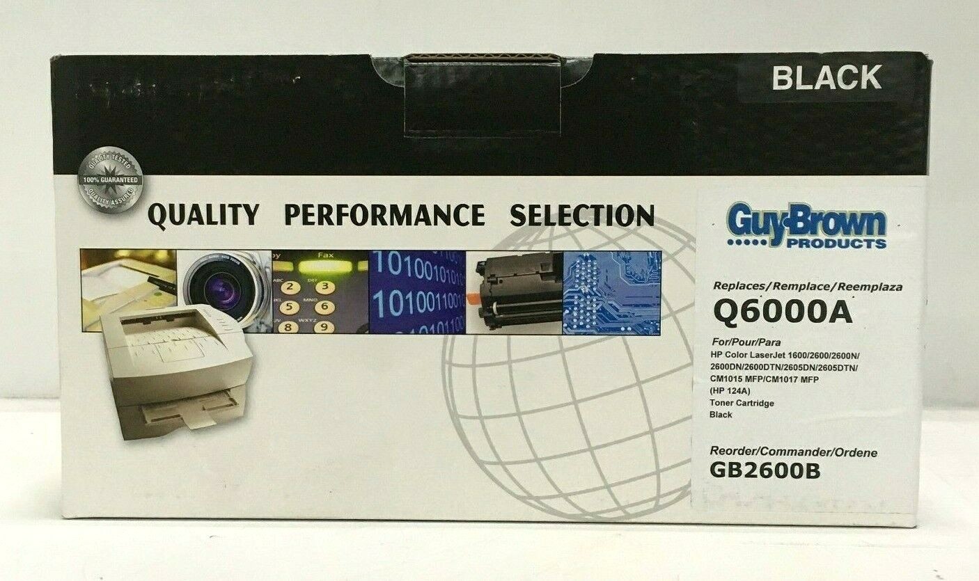 Guy Brown Toner Cartridge GB2600B for HP Printers, Works Like 124A Q6000A, Black