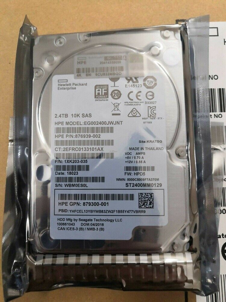 881507-001 881457-B21 HPE 2.4TB 12G SAS 10K 2.5" SFF 512e DS HDD Hard Drive