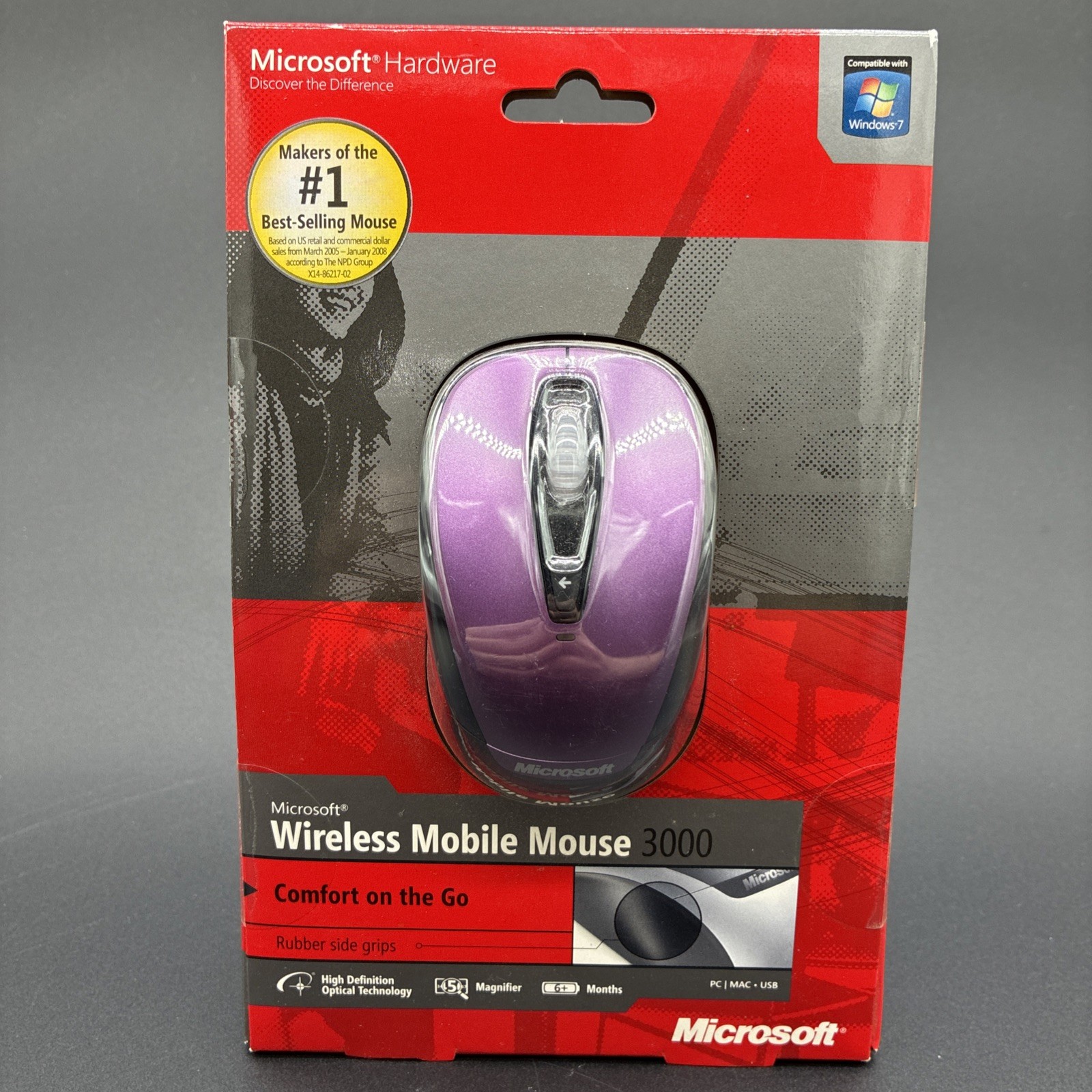Microsoft Wireless Mobile Mouse 3000 Purple Wireless USB Optical 4-Button