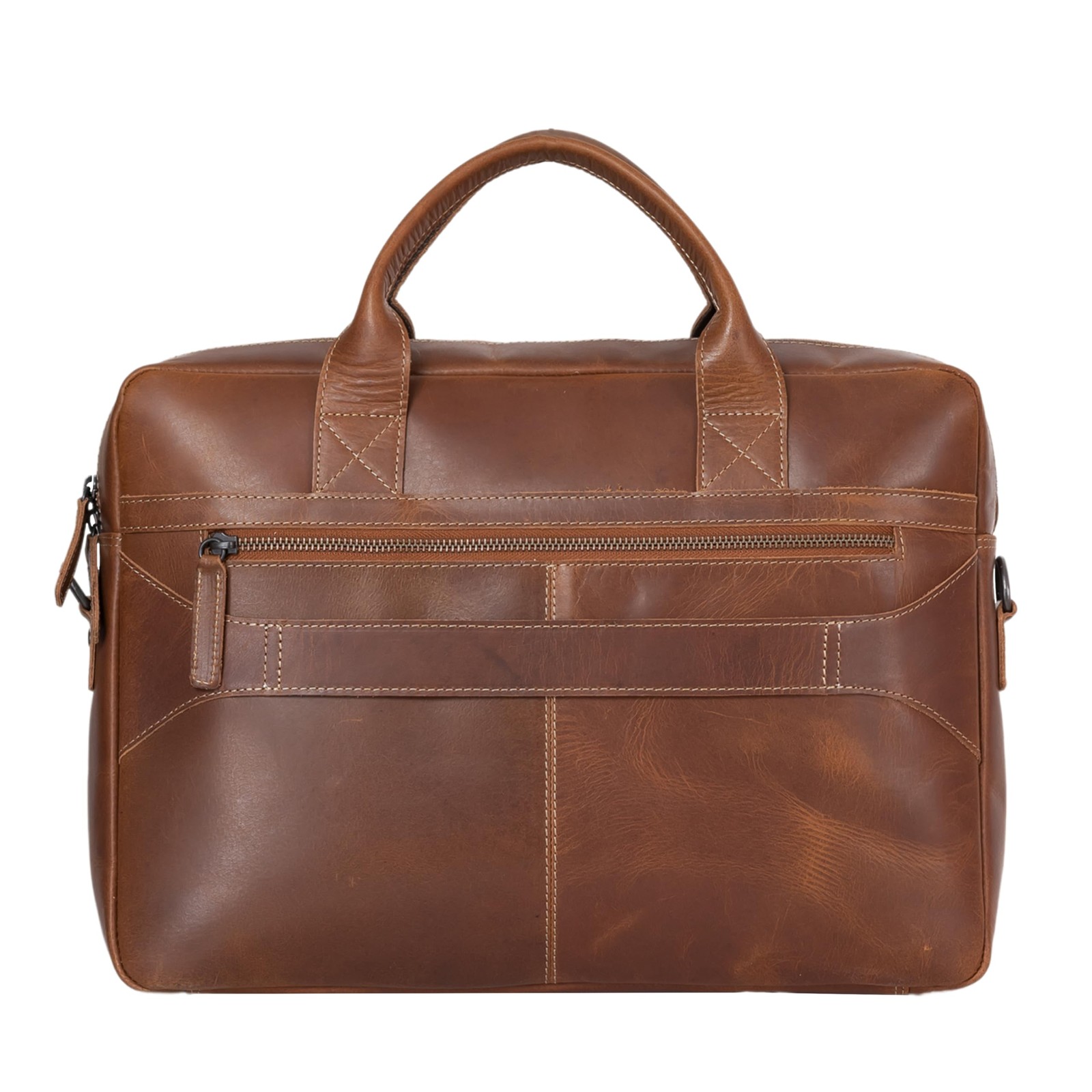 J.D. LEATHERS 15.5-inch Vintage Full Grain Buffalo Leather Briefcase - Rugged...