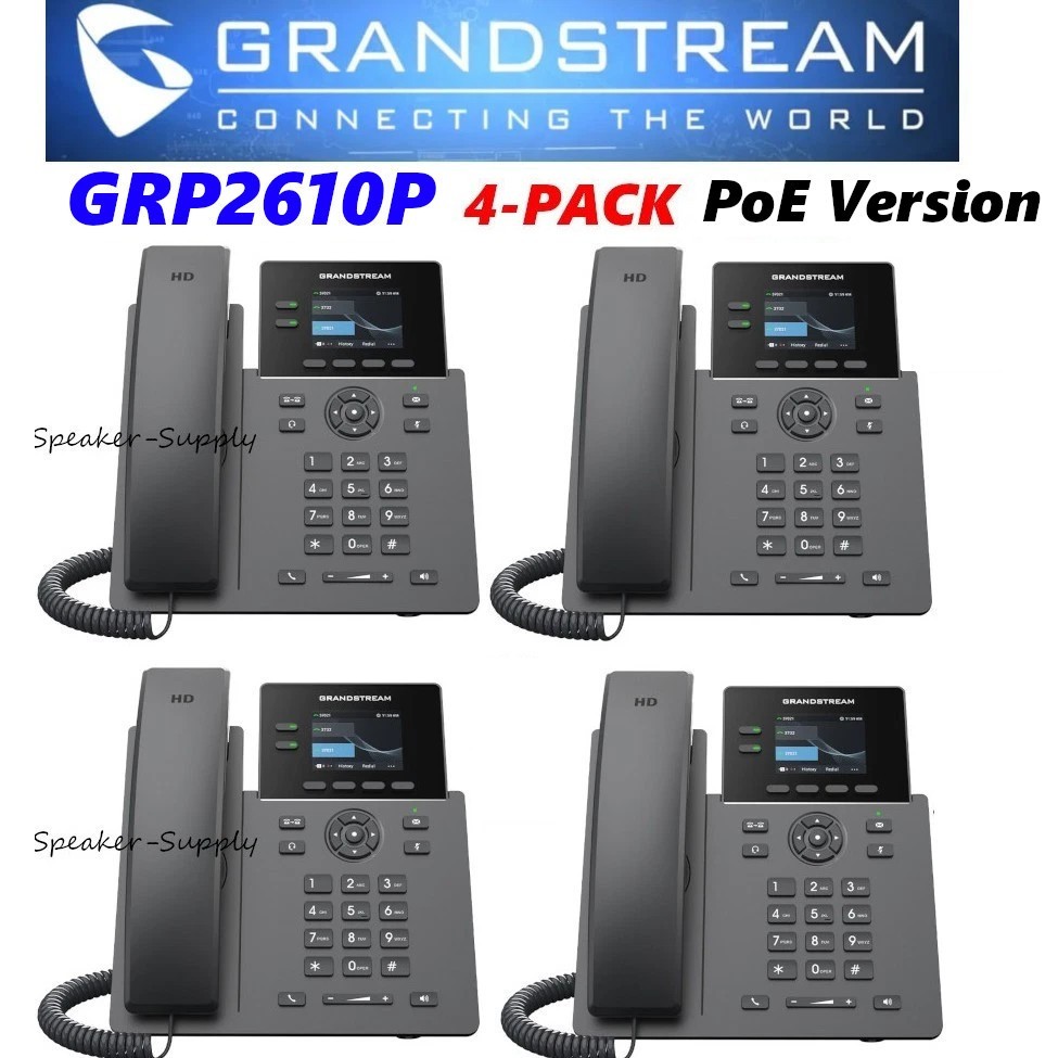 4 Grandstream GRP2610P 2-Line 2 SIP Office Phone PoE Version GS-GRP2610P
