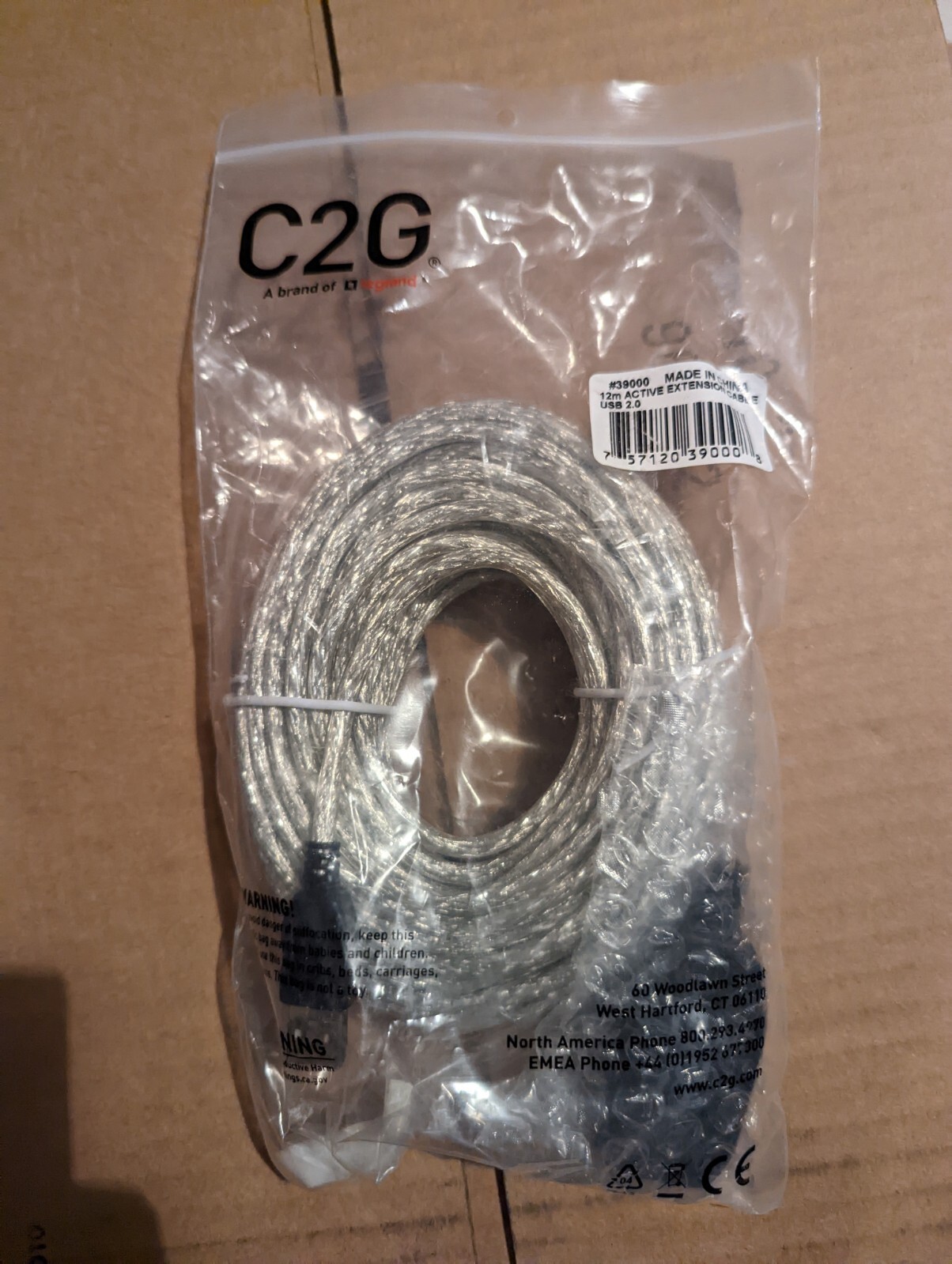 C2G-3900- CABLE TO GO 12M USB2.0 MALE FEMALE ACTIVE EXTENSION 35FT