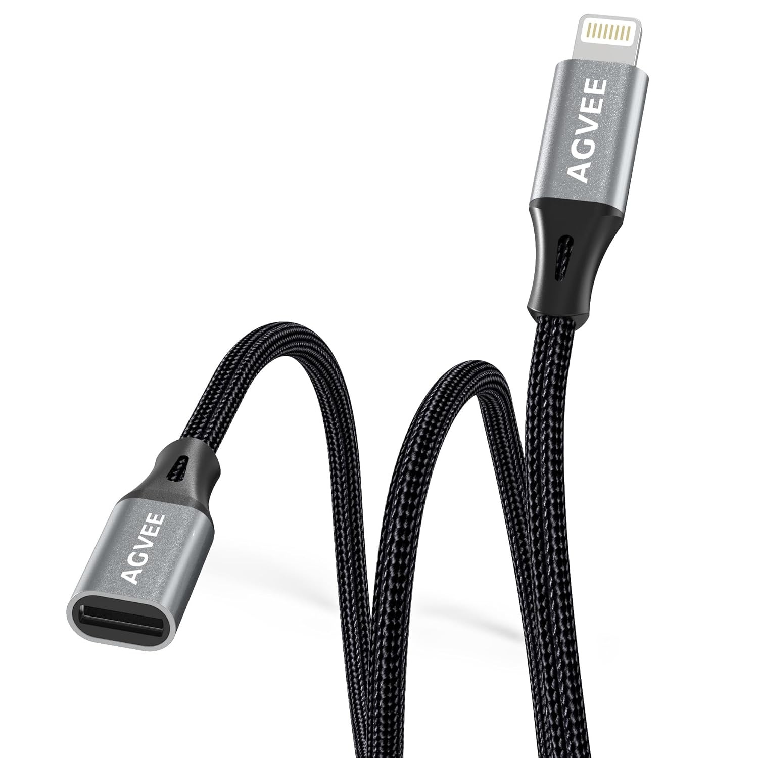 3.3ft Lightning Extension Cable Braided Female to Male Extender