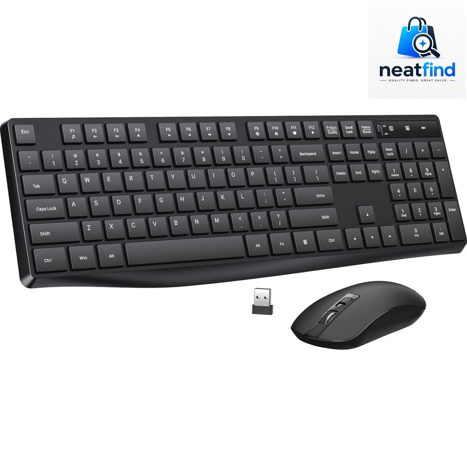 2.4G Wireless Keyboard Mouse Combo, Full-Sized for Computer- Black