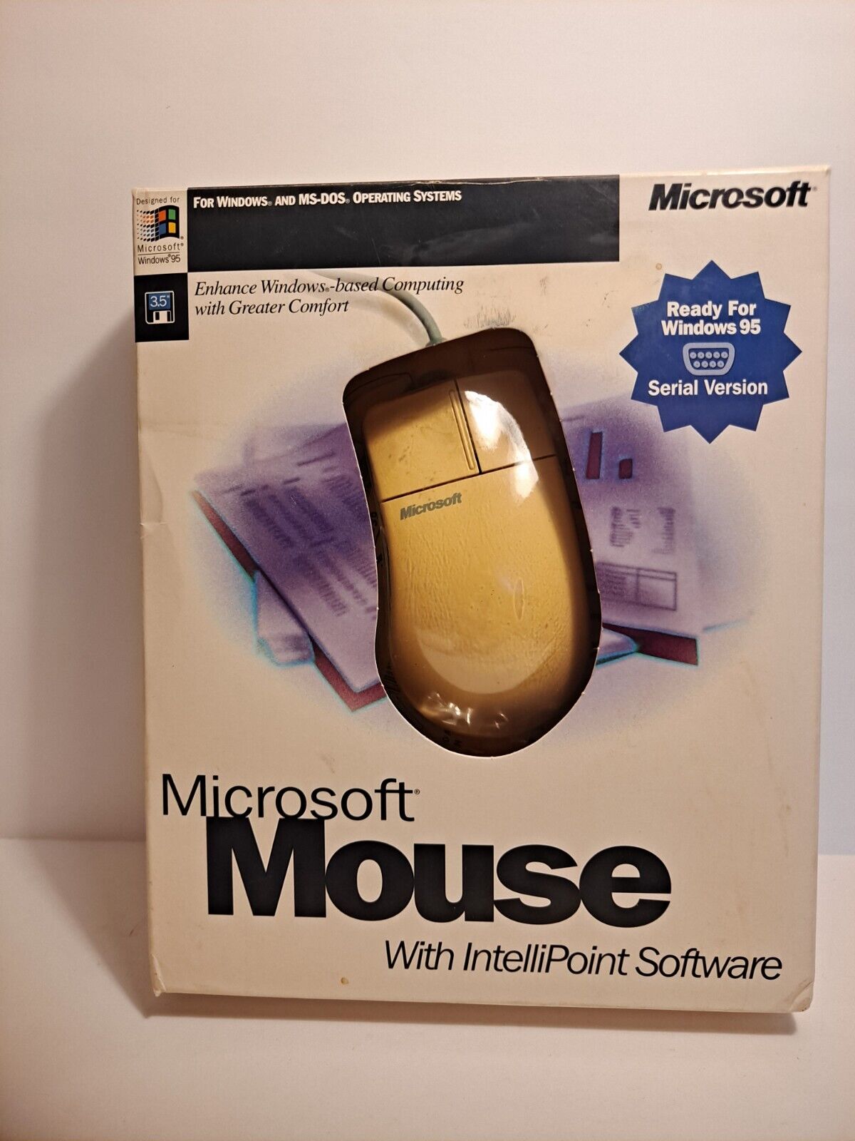Vintage Microsoft Mouse2.0 w/Intellipoint Software Windows 95 open box