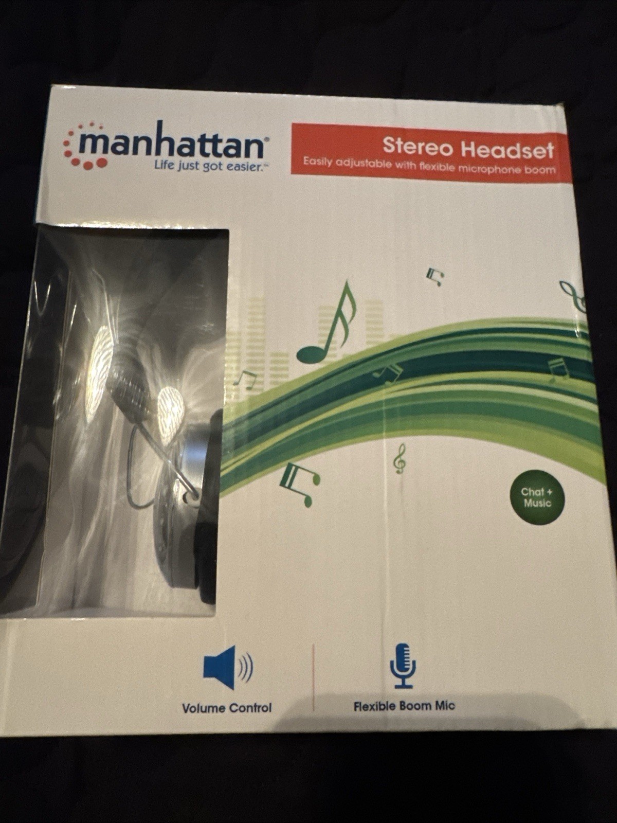 Manhattan 175517 Black & Silver Headband Headsets - Brand New - 