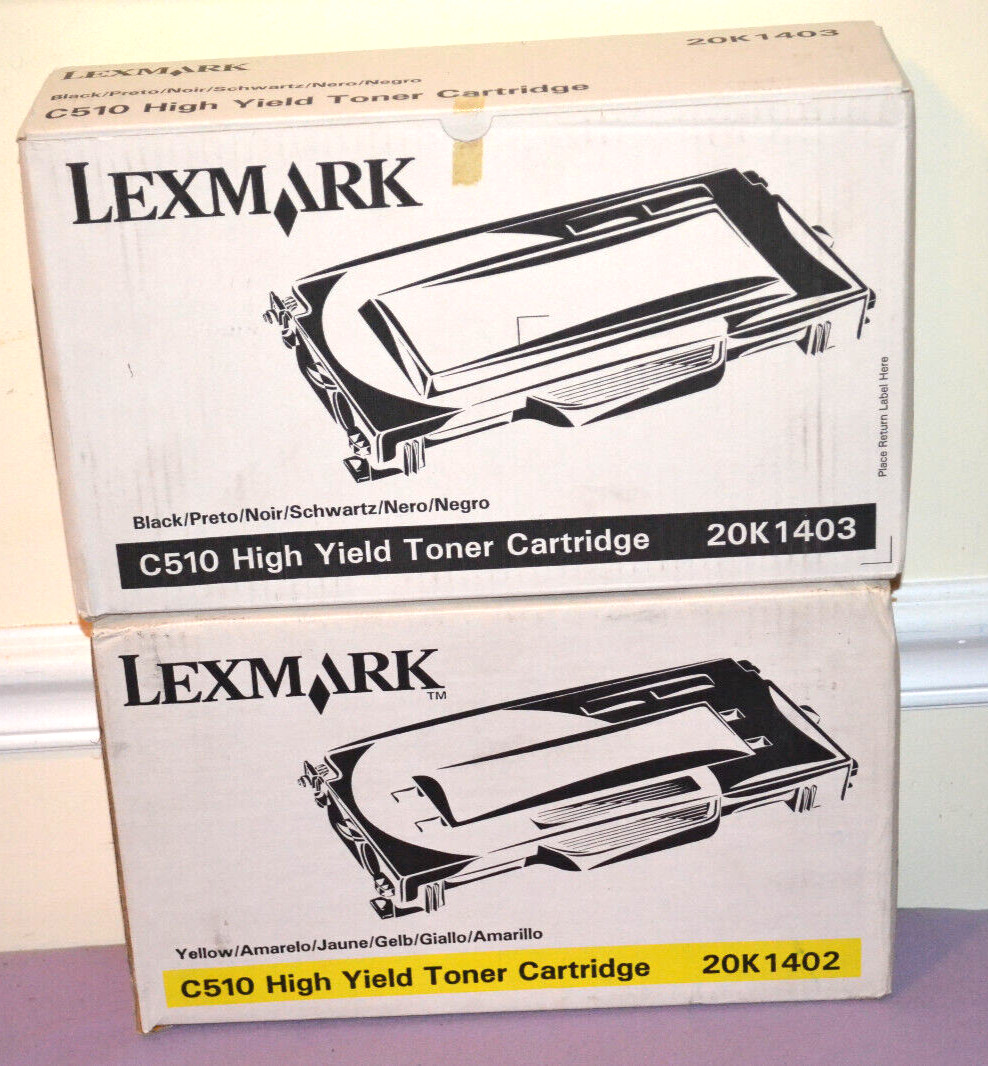 Lot of 2 Lexmark 20K1402/03 Black/Yellow High Yield Toner Cartridge for C510~New