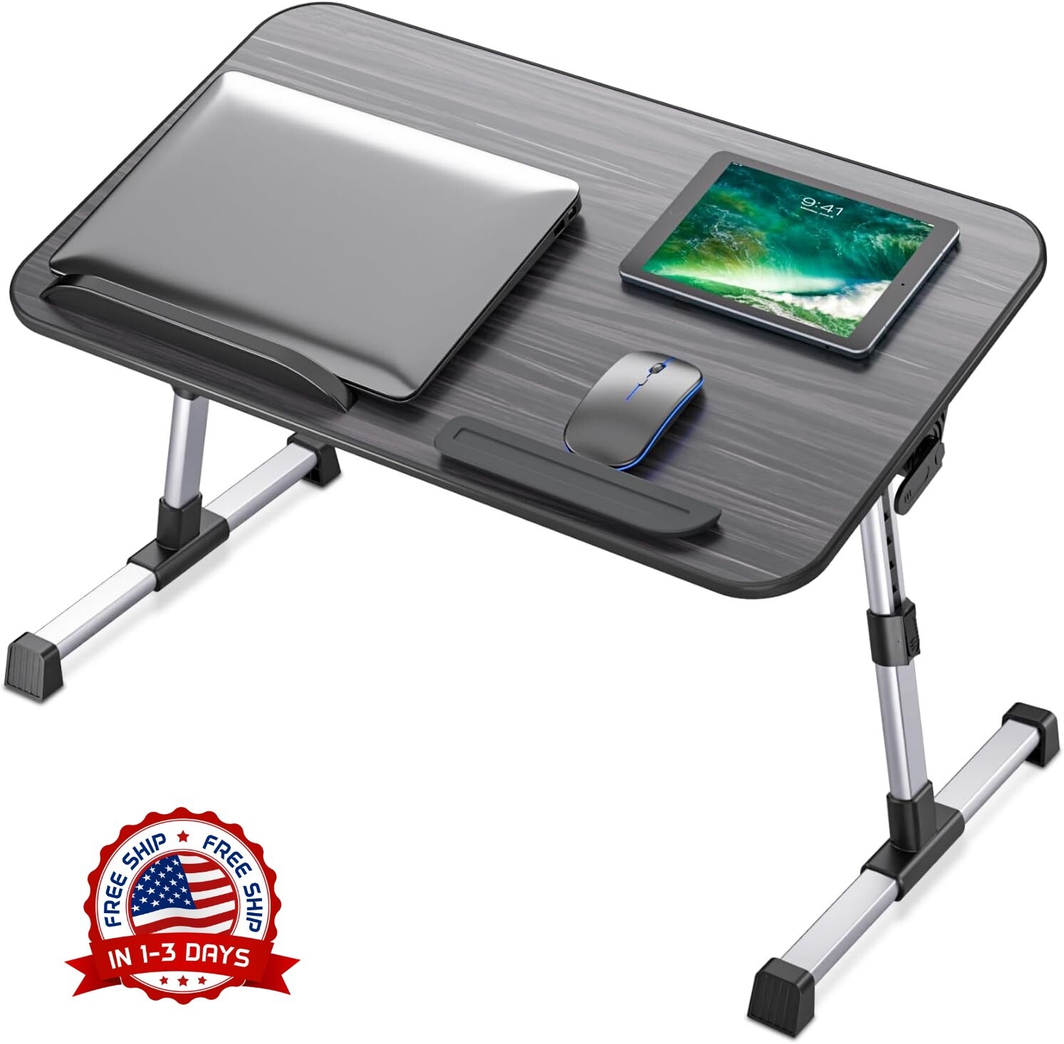 Mesa De Ordenador Escritorio Para Cama Laptop Portatil Plegable Negro Oscuro NEW