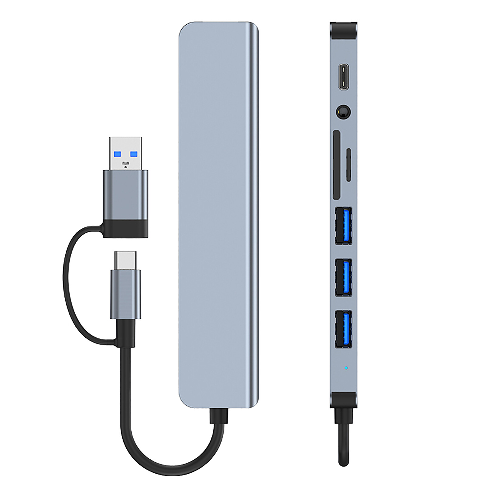 CAMVATE USB-C A Docking Station 8 in 2 Multiport w/TF/SD Card Reader&3.5mm Audio