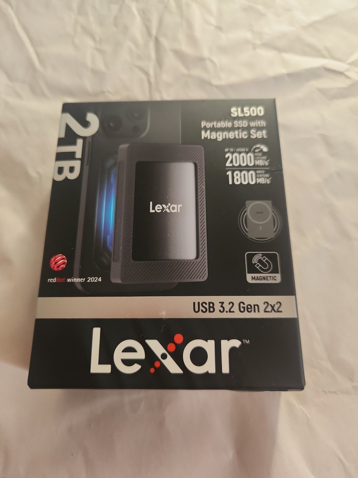 Lexar Portable External SSD SL500 2TB PCIe NVMe Encryption USB/USB-C 2000MB/s