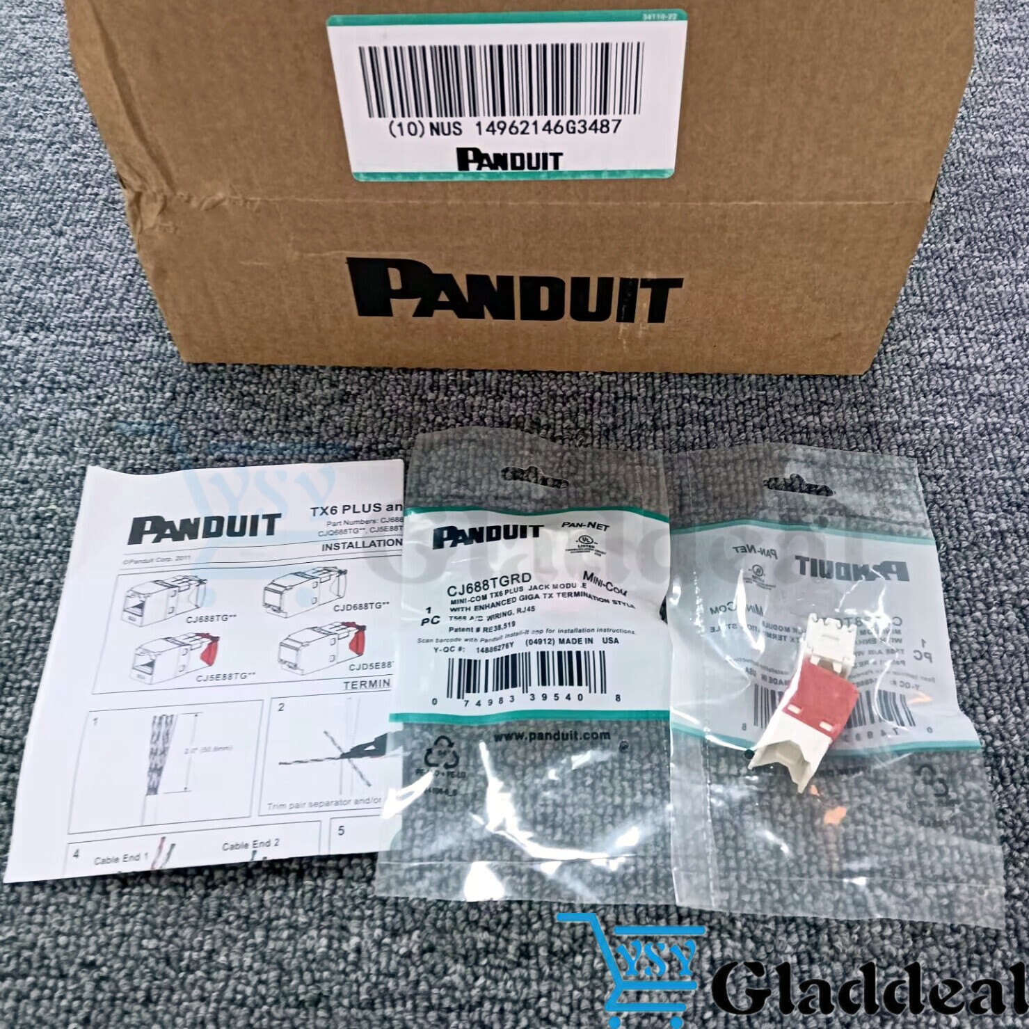 For Panduit Giga TX Cat6 jack Red CJ688TGRD BOX OF 50. ！