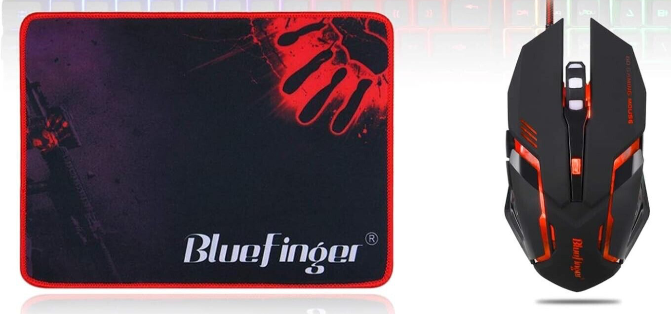 BlueFinger RGB Gaming Backlit Mouse Combo, USB Wired, LED Gaming Mouse Pad