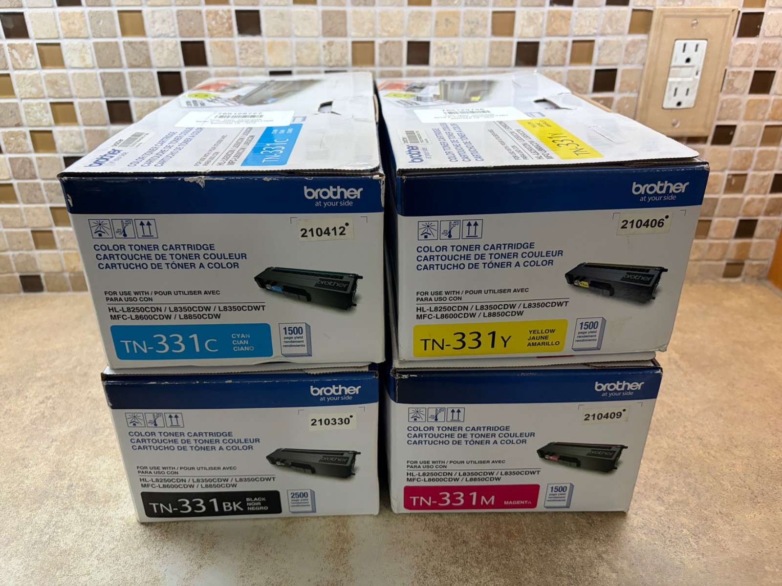 GENUINE BROTHER TN331BK TN331C TN331Y TN331M TONER SET (4-PACK) High Yield