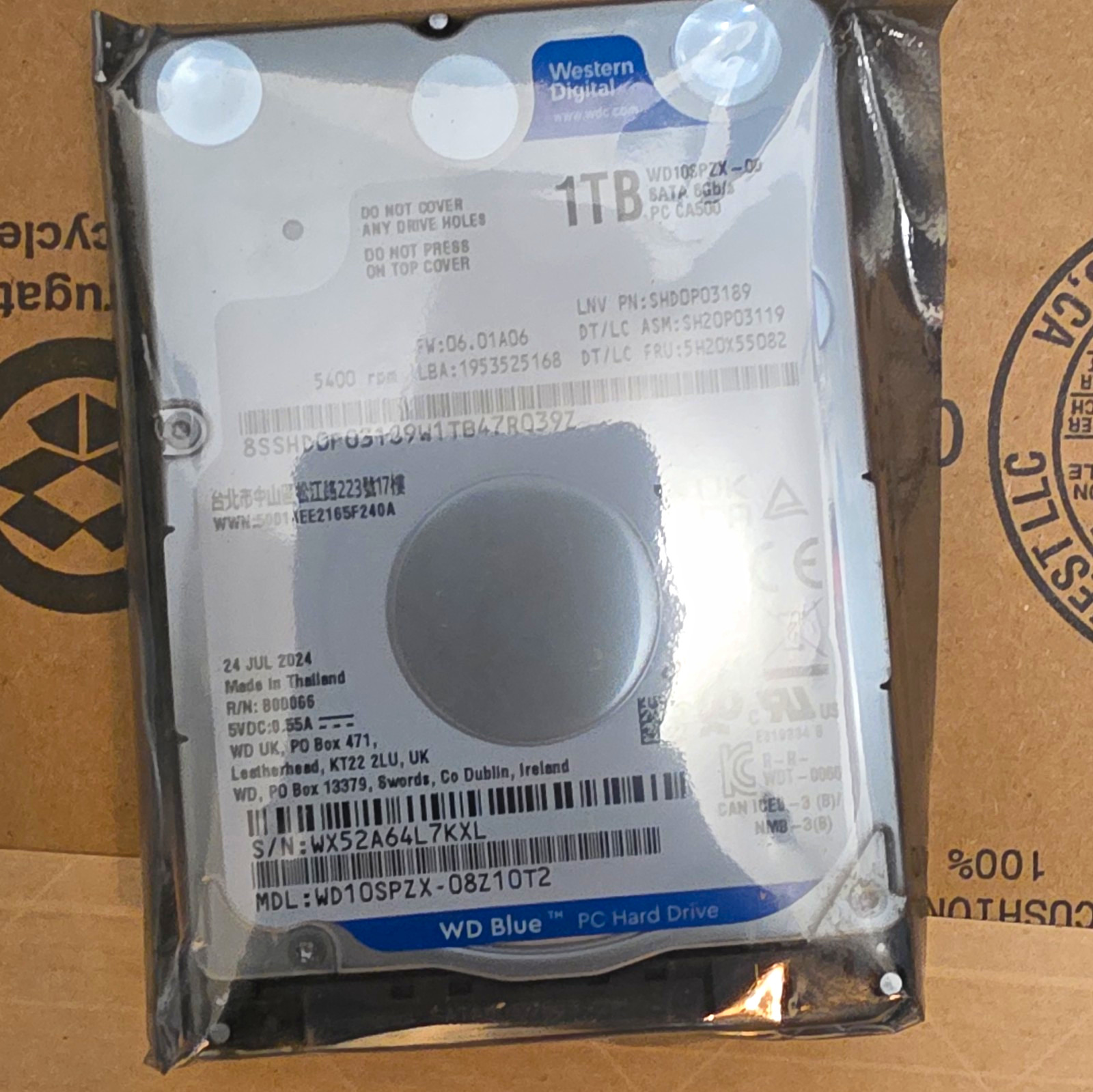 WD Blue 1TB 2.5" SATA III 5400RPM Internal Hard Drive WD10SPZX NEW SEALED